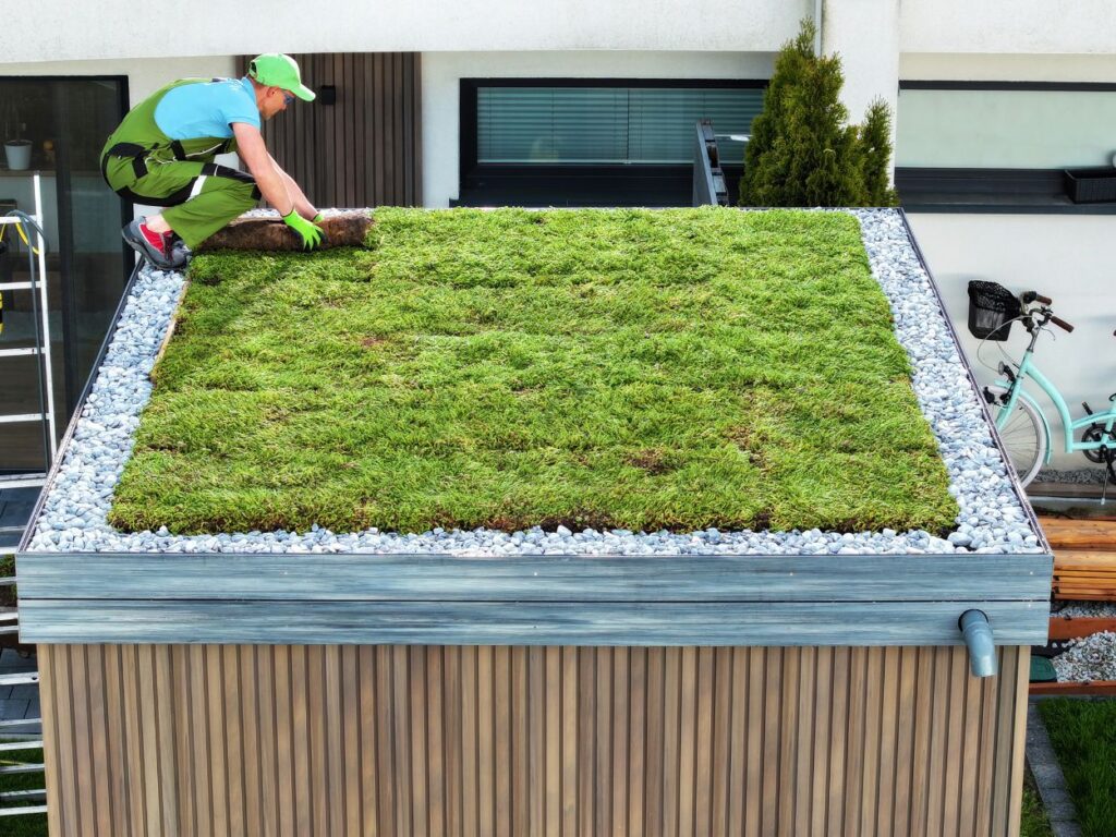 green roof being installed
