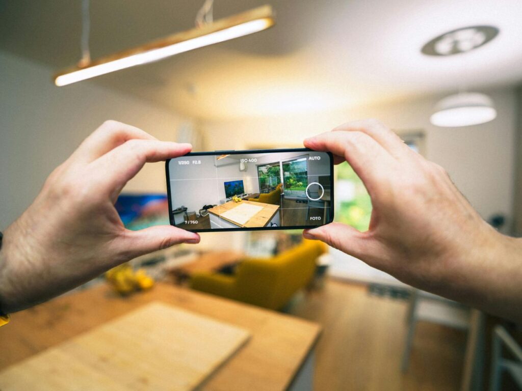 taking a photo of a house